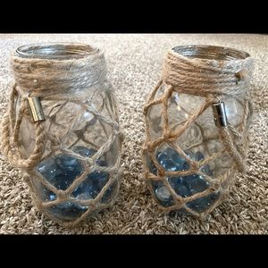 Set of two hanging nautical candle holders